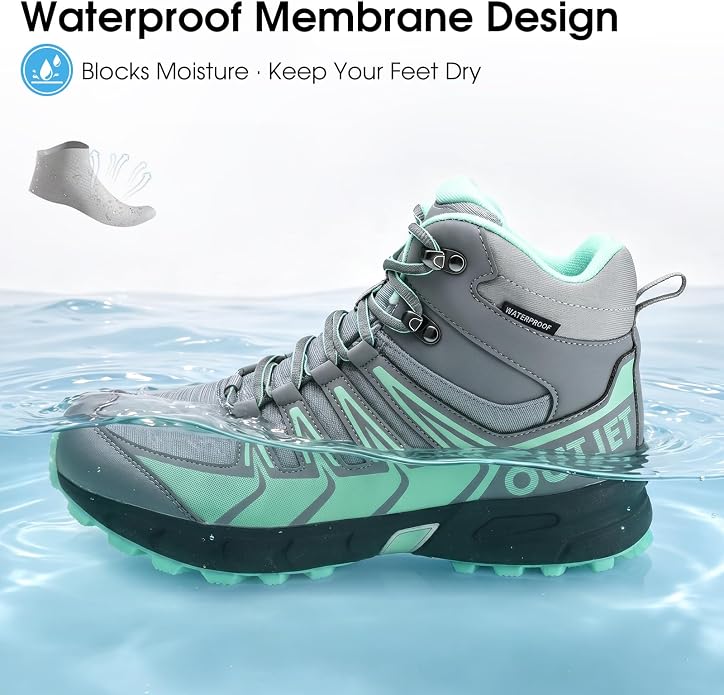 Women's Waterproof Hiking Boots Lightweight Comfortable Non-Slip Outdoor Walking Trekking Trails Boot