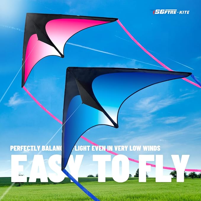 SGftre Delta Kite Set for Kids and Adults，Extremely Easy to Launch for Beginners, Perfect for Beaches and Parks，Kites for Beach Trip Park Family Outdoor Games and Activities