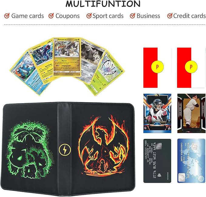 LIMSTDIC Card Binder with Sleeves - 9-Pockets Card Binder Holder Compatible with TCG Trading Cards, Card Storage Album with Zipper for Boys Girls Organized Holds Up to 900 Cards