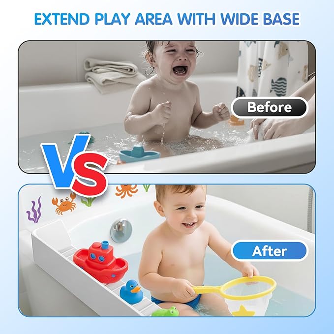 FOCHIER F Bathtub Splash Guard with Strong Suction Cups,2.7-FT Tub Splash Guard for Storage Toys,No Mess for Bath Time,Soft Silicone Tub Splash Guards, 1Pack,Gray
