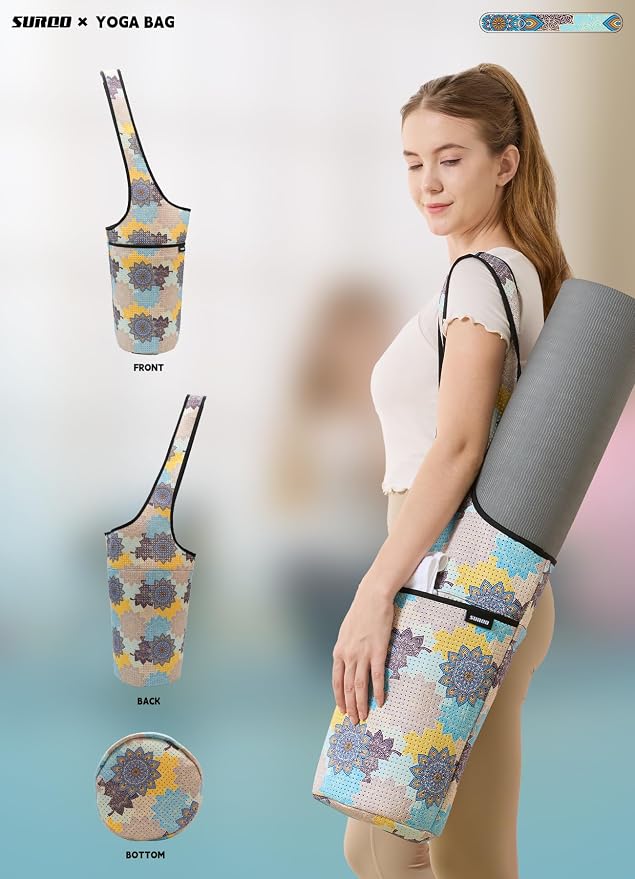 Yoga Mat Bag – Neoprene, Lightweight, Spacious Carrier, Large Zipper Pocket, Ideal for Gym Yoga & Fitness Mats