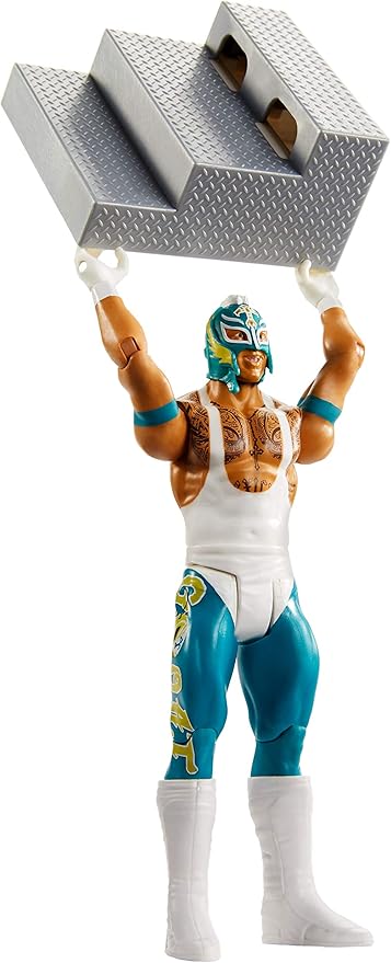 WWE Wrekkin’ Rey Mysterio 6-inch Action Figure with Pull-Back Activated Move Like Slamming, Punching or Kicking, Lock Tight Grip & Wreckable Accessory