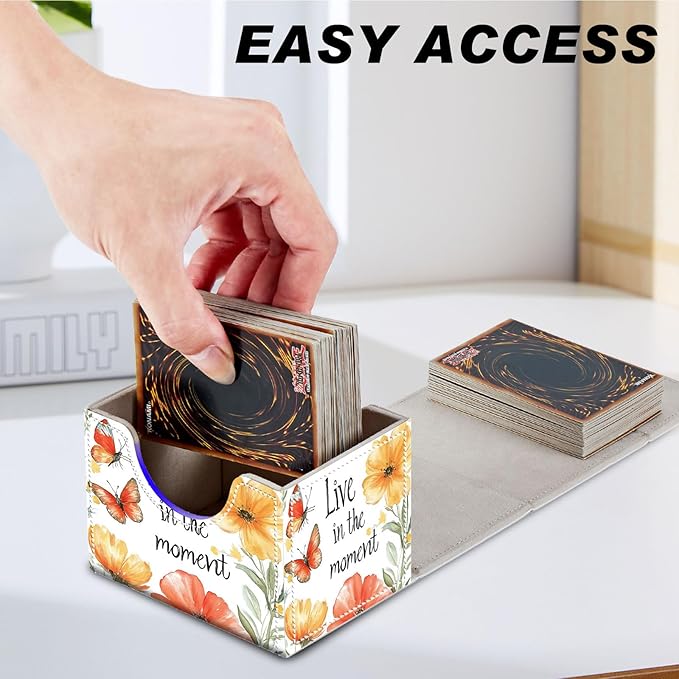 DEGDFSGR for TCG MTG Card Game Storage Box Organizer Trading Card Case Commander Deck Box Magnetic Closure Creative Pattern Up to 200 Cards, Watercolor Floral Butterfly