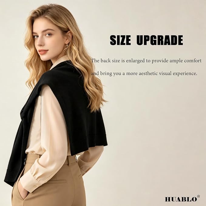 huablo Women's Fashion Knitted Shawl - Khaki Sweater Shawl for Air-Conditioned Rooms
