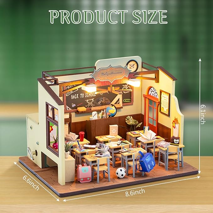 Foyucool DIY Miniature House Kit, Dollhouse Kit with LED Light, Mini House Building Kits for for Adult to Building, Christmas Home Decorations Gifts for Family and Friends, Classroom