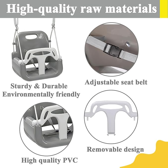 2 in 1 Toddler Swing ＆ Jumper with Frame, Outdoor, Indoor, Baby Swing with Safety Belt for Indoor and Outdoor Use, Foldable Metal Stand & Clear Instructions, Easy to Assemble