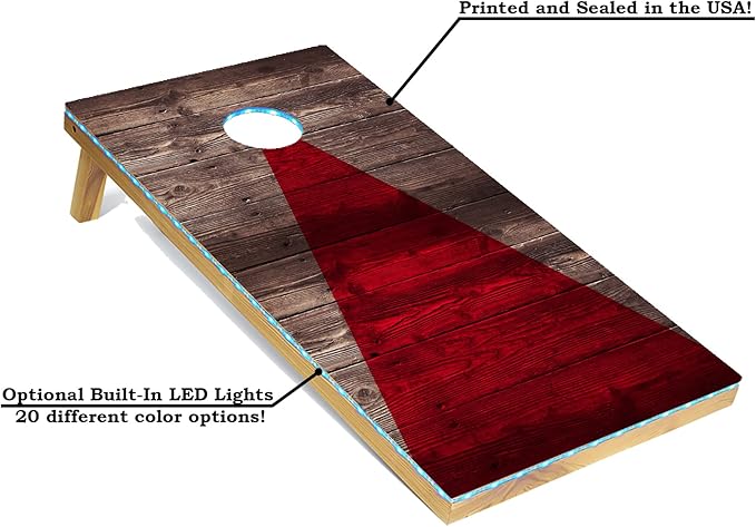 Tailgating Pros American Themed Lightweight Corn Hole Board Set w/Multicolored LED Rings, Bean, Bags, and Carrying Case - 4'x2' Cornhole Toss