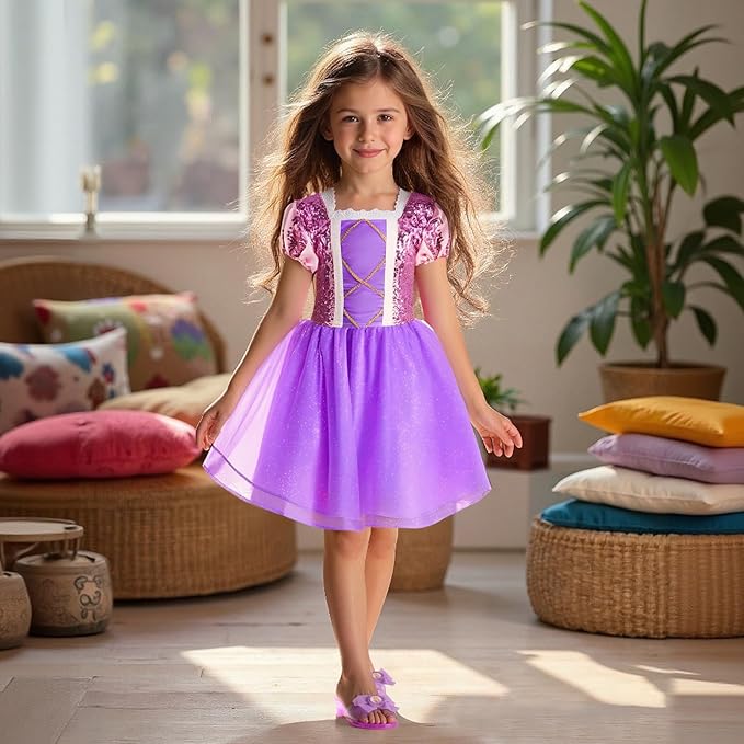 Meland Princess Dress Up for Girls 3-6, Dress Up Clothes for Girls with Princess Shoes Toy, Birthday Gift for Toddlers Girls
