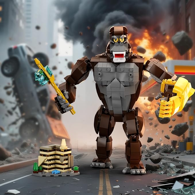 King Kong vs Godzilla Building Set with Battle Axe, The New Empire Kong Action Figure Model Kit,Kong Collectible Creative Gifts for Adults Boys 14+（828PCS）