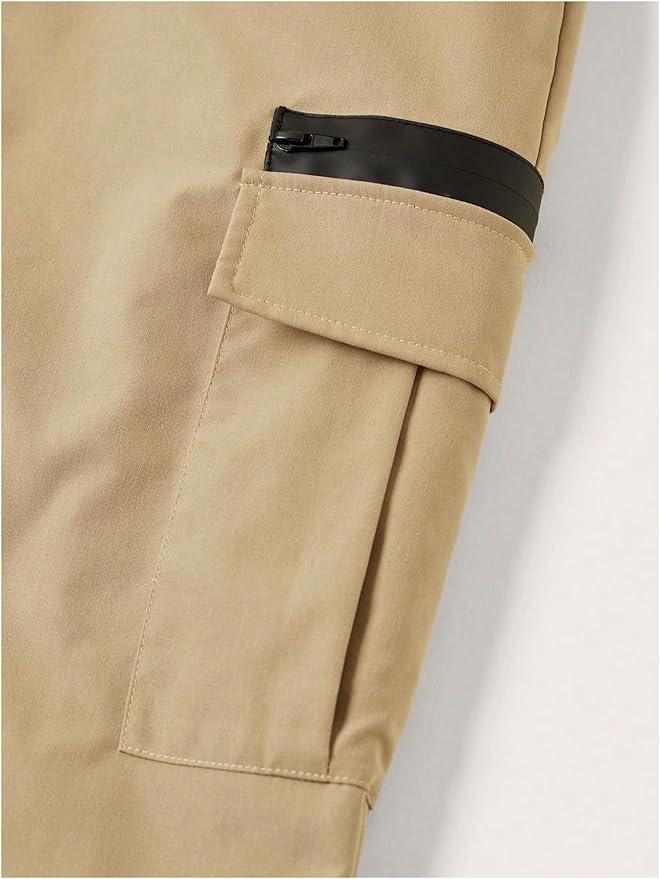 GORGLITTER Boy's Cargo Pants Casual 2 Piece Elastic Waist Hiking Going Out Khaki Pants Joggers with Pockets Clothes