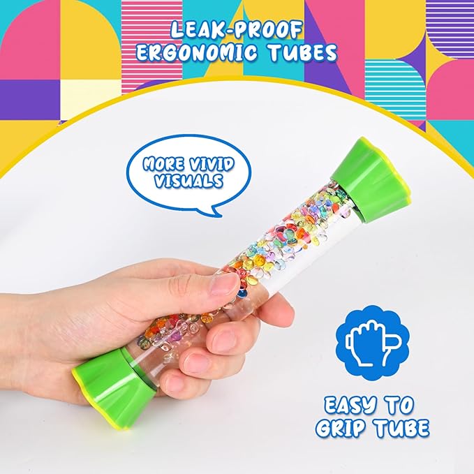 FKYTION Cool Tubes Toy Liquid Motion Bubbler 4-Pack, Colorful Sensory Toys, Classroom Learning & Time Management, Home or School Desktop Toys