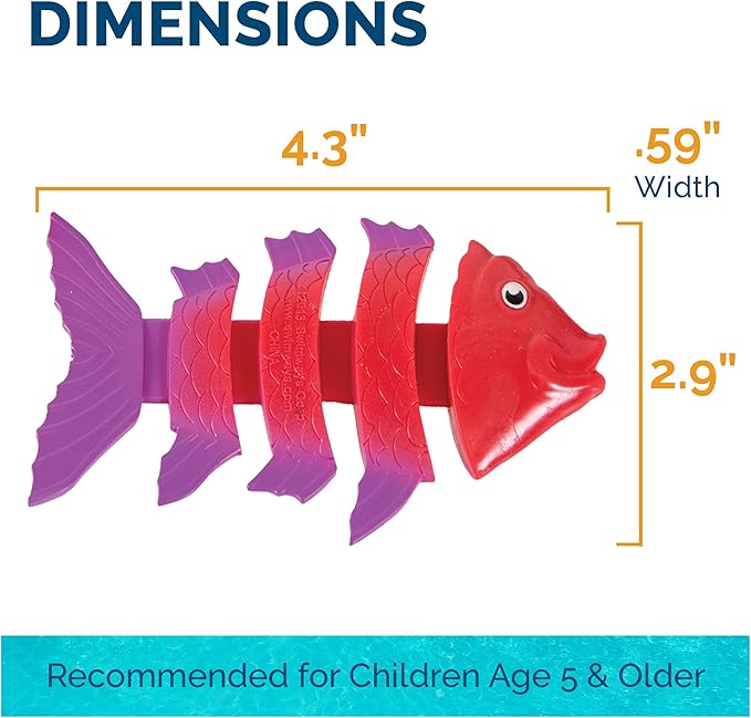 SwimWays Fish Styx Kids Fish-Shaped Pool Diving Toys (3 Pack), Bath Toys & Pool Party Supplies for Kids Ages 5 and Up