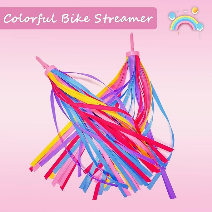 kortes 1 Pack Kids Bike Bell and 2 Pack Kids Bike Streamers for Children's Bike Accessories (Pink, Red,& Blue)