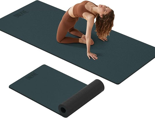 Extra Thick 12mm TPE Exercise Yoga Mat with Strap, 72"L x 24.8"W Non-slip Workout Mat for gymnastics, Pilates, Home, Workout, Gym Floor Fitness