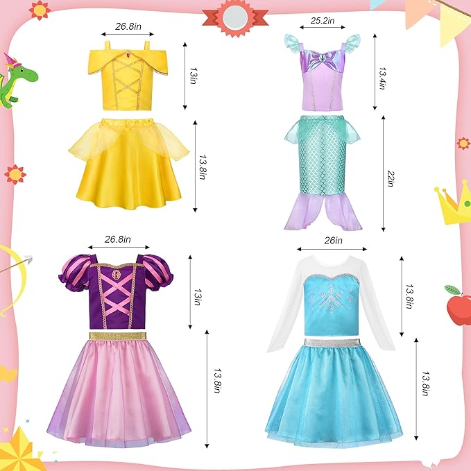 ReliBeauty Princess Dress up for Girls 3-8
