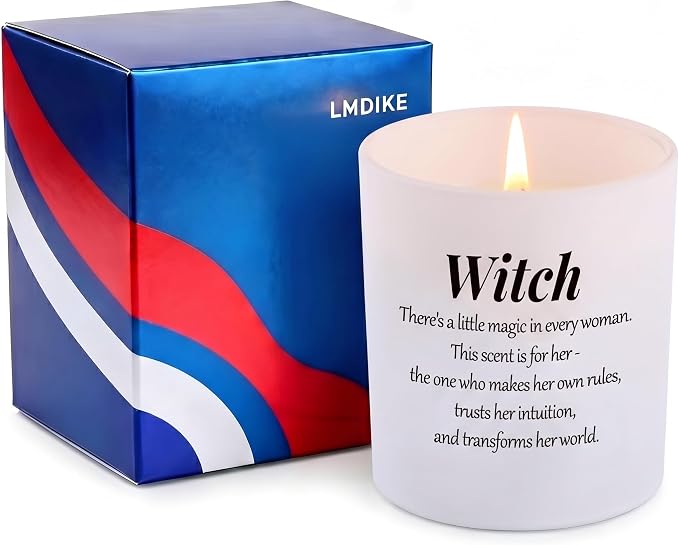 Witchy Scented Candles for Women, Funny Spiritual Scented Candles for Best Friend Birthday, Unique Self Care Boss Lady Mentor Present, 9.5oz Matte White Pine Wood Lid, Lavender Aromatherapy