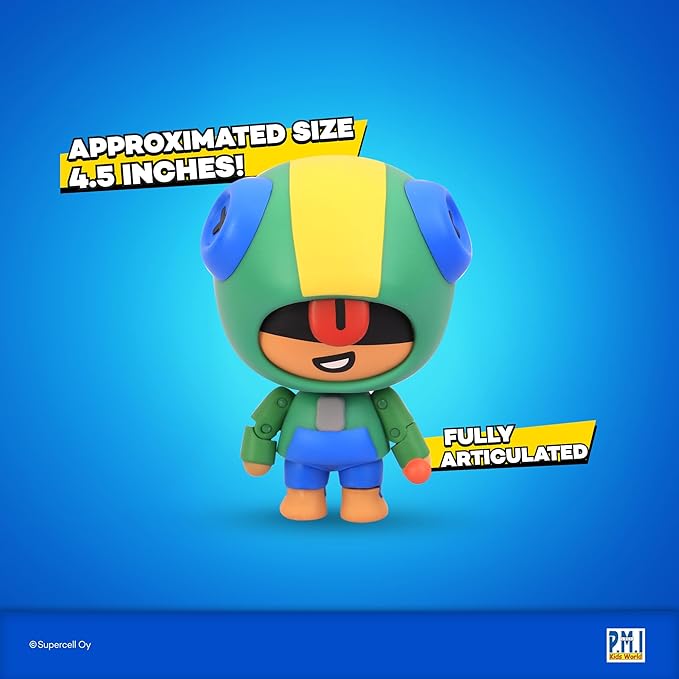 P.M.I. Brawl Stars Action Figure | 4.5" Collectible Toy with Movable Arms & Legs | Includes Leon, Crow, Spike, or Colt (Random) | Official Licensed Merchandise for Gamers & Fans
