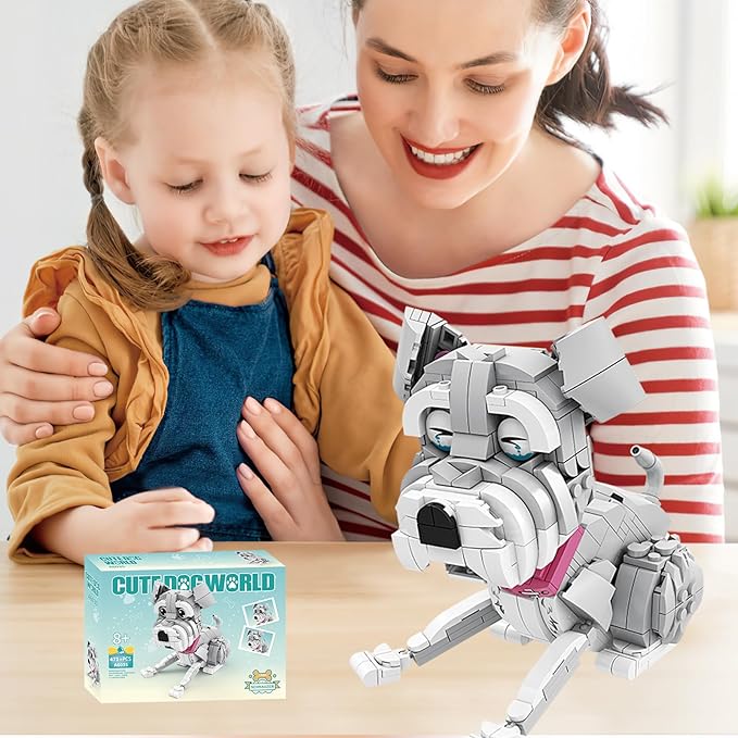 KAZI Ideas Schnauzer Dog Building Toy Sets for Kids Ages 8+, Adorable Dogs Figures with Replaceable Eyes Accessories,Gifts for Dog Lovers,Puppy Model for Boys & Girls Who Love Animals,Party Favors