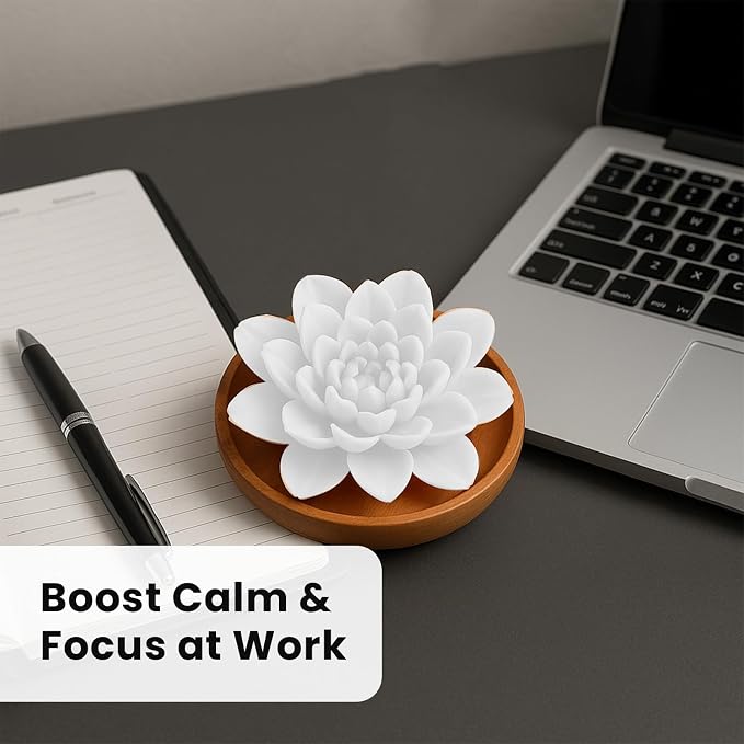 Aroma Diffuser Diatomite Peony Flower Essential Oil Diffuser with Aromatherapy Fragrant Oil for Home, Room Decor Fig Fragrance 10 ML (Diatomite Peony Flower (White))
