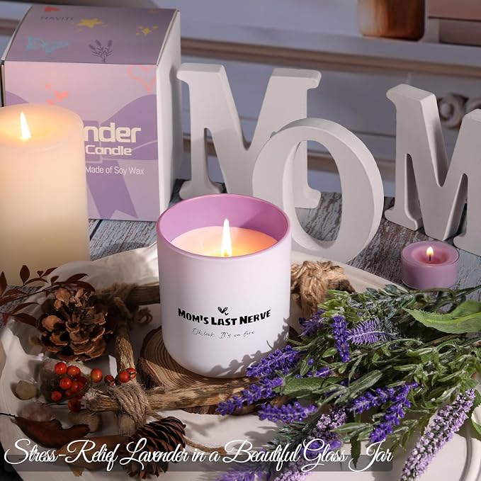 Mom's Last Nerve Funny Gifts Candle for Mom, Lavender Scented Candle from Daughter Son, Soy Wax Jar Candles Long Lasting Mother's Day