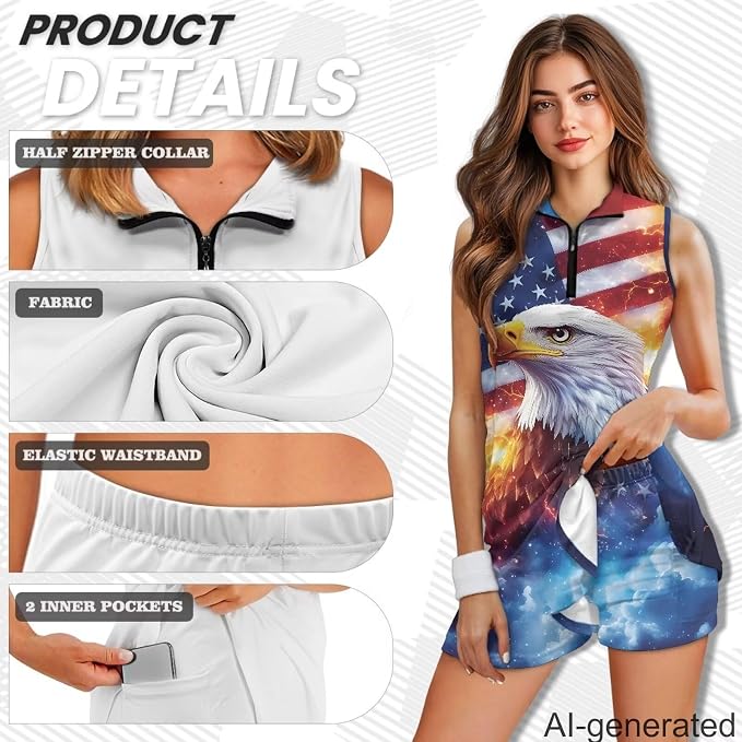 Golf Dress Tennis Dresses for Women with Built in Shorts and Pockets Sleeveless Athletic Dress Workout Dress