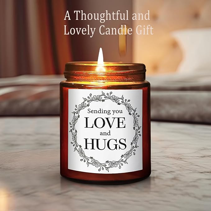 Sending You Love & Hugs Gift for Her - Relaxing Candles for Women Stress Relief - Gifts for Men Coworker Boyfriend - Mothers Day Gift for Mom Girlfriend Daughter - Scented Soy Calming Candle