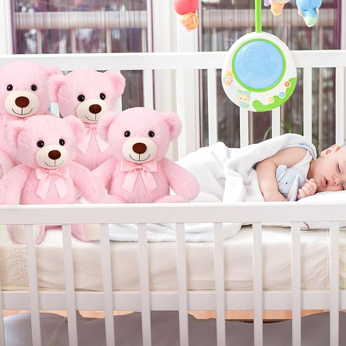 Civaner 4 Pack 14 Inches Teddy Bears Plush Stuffed Animals Valentine Cute Soft Bears Gifts Bulk for Women BFF Girlfriend(Pink)