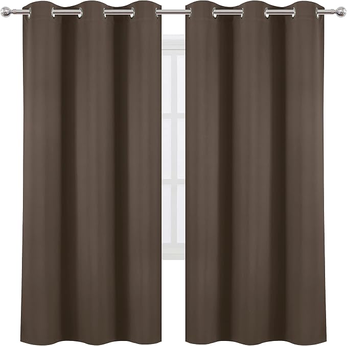 LEMOMO Chocolate Brown Thermal Blackout Curtains/42 x 72 Inch/Set of 2 Panels Room Darkening Curtains for Bedroom
