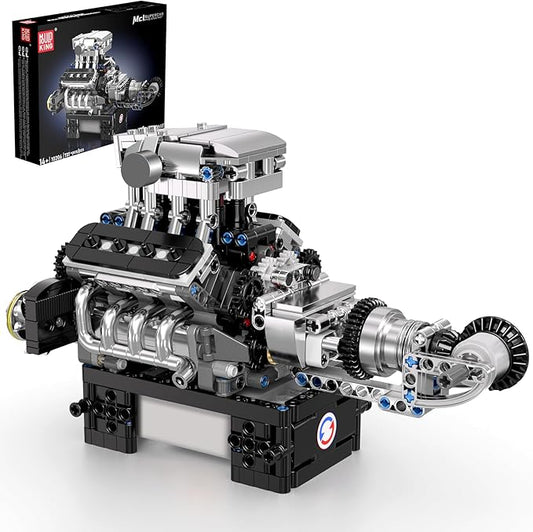 Mould King V8 Engine Model Kit That Works for 14+ Years Old and Adults, 10206 MCL V8 DIY Car Engine Model Educational Experiment Toy, 737Pcs