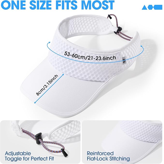 LONGLONG Sports Sun Visor Hat with Non-Slip Toggle Breathable for Women Men | Adjustable Quick Dry Moisture-Wicking Soft Lightweight Mesh Sun Protection Cap Golf Tennis Pickleball Running Garden Hiking