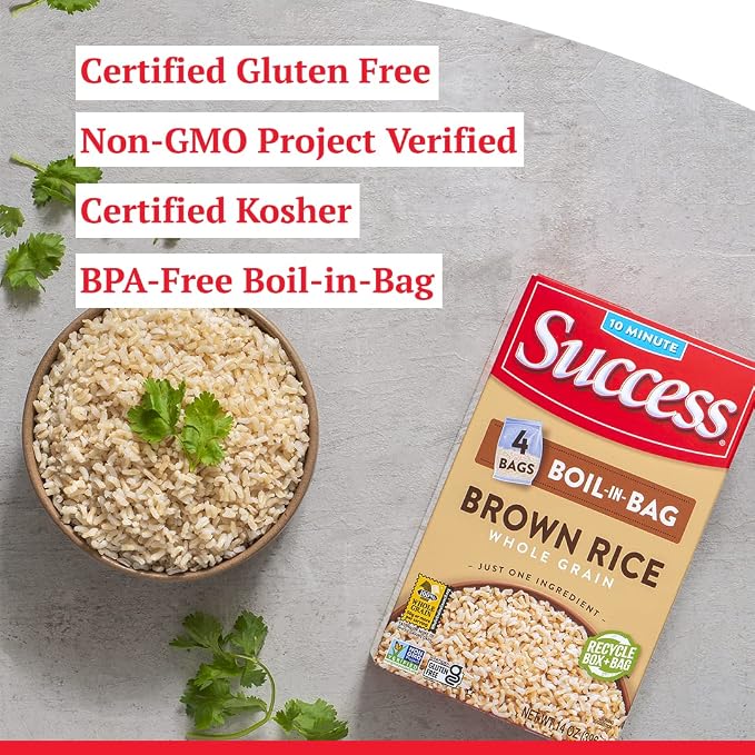 Success Boil-in-Bag Rice, Brown Rice, 14-Ounce Box, Pack of 1