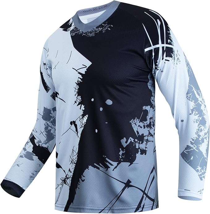 Boy Girl Cycling Jersey Kids Mountain Bike Motocross Long Sleeve Shirt Biking Tops 4-14 Years