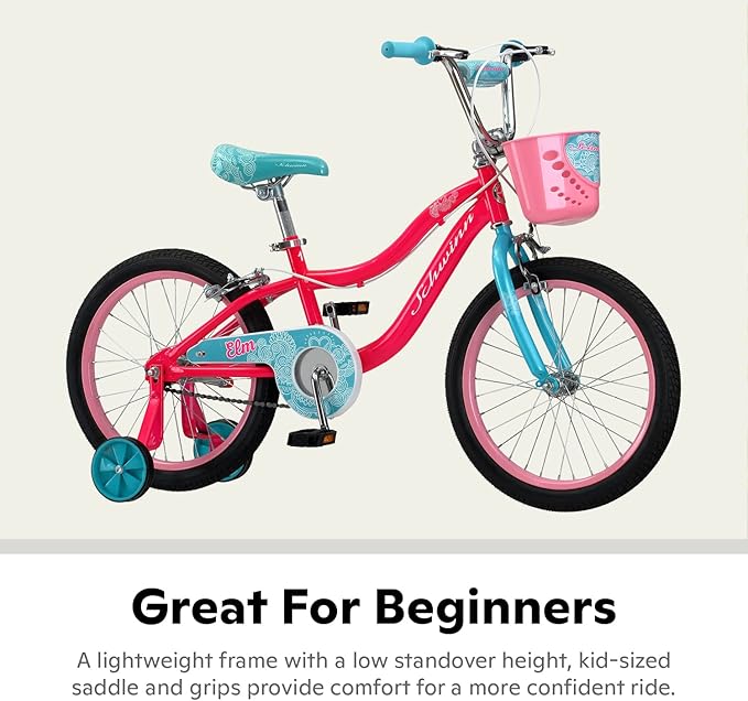 Schwinn Elm and Koen Bike or Balance Bike, 12-18 Inch Bike for Kids Ages 2-13, Black, Blue, Red, Teal, Pink or Purple, SmartStart Ergonomic Design, Adjustable Seat Grows with Child, Training Bicycle