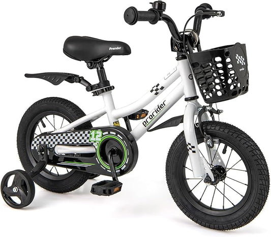 COSTWAY Kids Bike, 12 14 16 18 Inch Toddler Bike for Boys & Girls Aged 3-8 Years Old, Kids Bicycle w/Removable Training Wheels, Handbrake & Coaster Brake, Basket, Bell