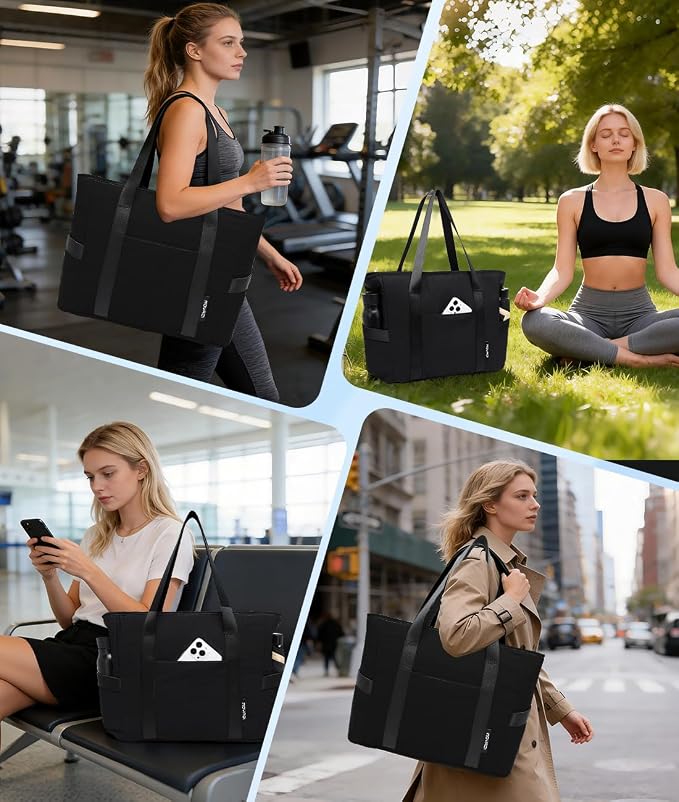 MOYAQI Gym Bag for Women with Zipper, Nurse Work Tote with Compartments, Womens Beach Yoga Bag for Sport, Travel