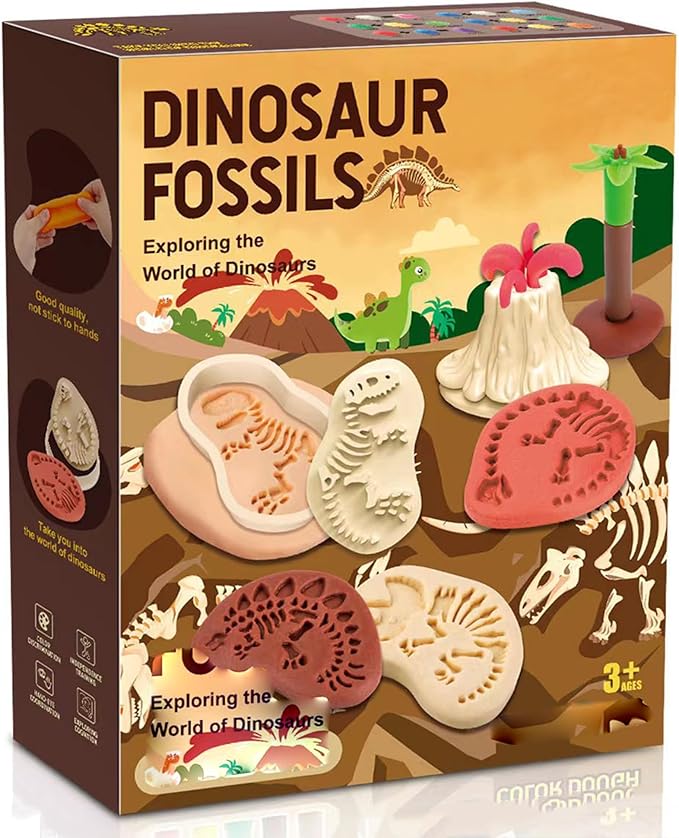 Color Dough Sets for Kids Ages 2-4, Dinosaur Theme Color Dough Tool Set for Kids Ages 4-8, Color Dough Accessories Toys for Ages 5-7 Boys Girls Toddlers 23 Piece (Dinosaur)