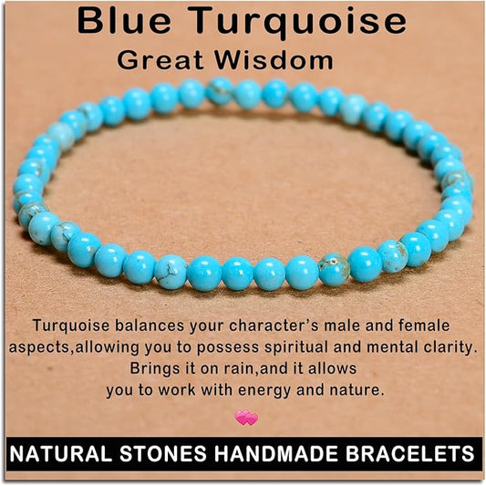 AD Beads Handmade Gemstone Stretch Elastic Bracelet Crystal Healing Reiki Nature's Beauty and Spiritual Essence Unisex