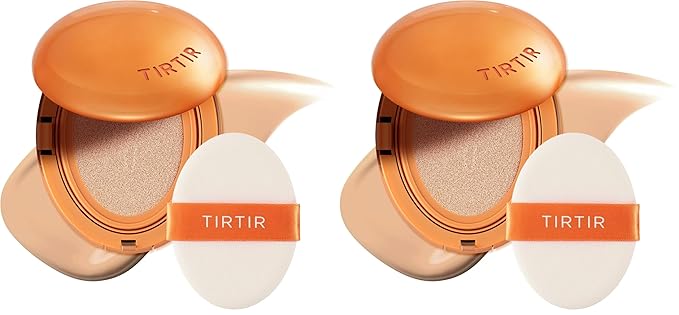 TIRTIR Mask Fit Ai Filter Cushion Foundation | AI-Like Semi-Matte Finish - Up to 72-Hour Medium to Full Coverage Korean BB Cushion Make up Beauty, #23N Sand, 0.63 Fl Oz (Pack of 2)