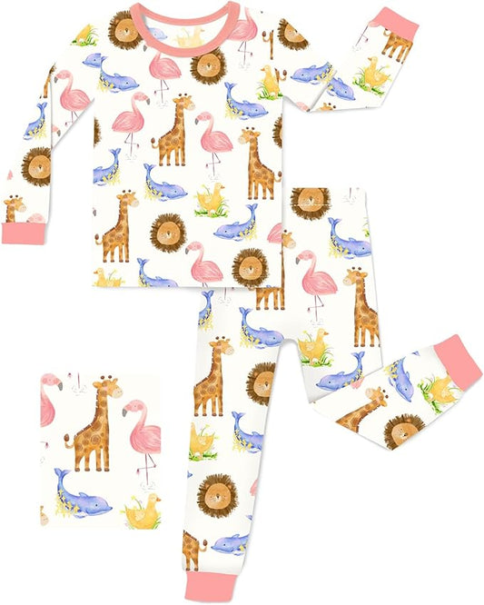 Bamboo Viscose Toddler Girls Kids Pajamas Unicorn Mermaid Pjs Long Sleeve Snug fit 12M-8Y 2pcs Soft Jammies
