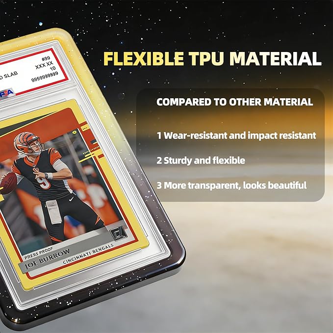 NAKIS Slab Guard for PSA Graded Cards, 1 Pack TPU Slab Protector Graded Bumper Guard for PSA Graded Card Only, Gradient Color Glitter Limited Edition, COLOR2