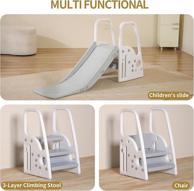 3 in 1 Toddler Slide Large Play Climber PlaySet with Extra Long Slipping Slope Indoor Slide Kids Slide Toddler Playground Toddler Slide Outdoor Toys for Toddlers (White)