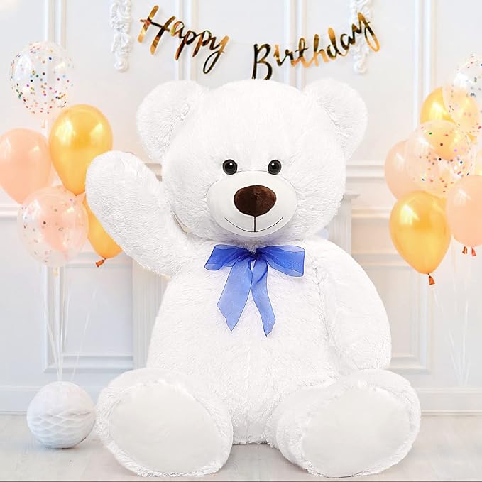 MorisMos Giant Teddy Bear Stuffed Animal 3ft-36 inch Big Teddy Bear Gifts for Girlfriend Boyfriend Wife Mom Fiancée Gift,Large White Bear for Baby Shower Birthday Christmas Decor,White