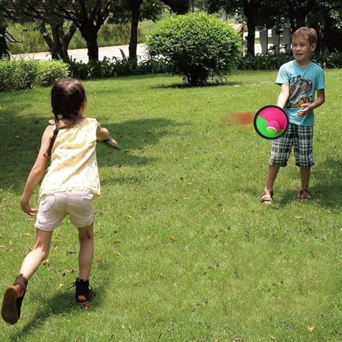 Toss and Catch Ball Game Set with 2 Paddles, 2 Balls, Ideal for Developing Hand-Eye Coordination