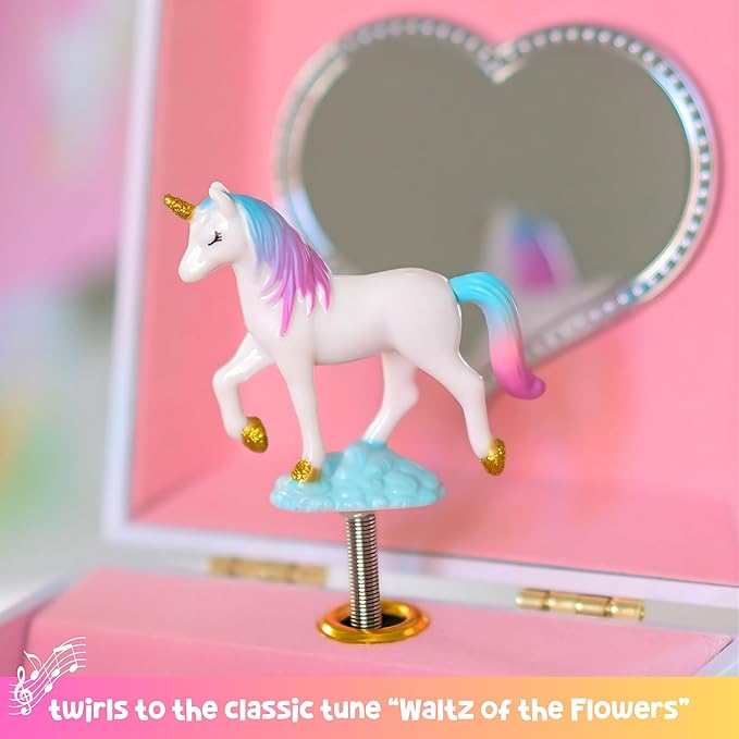 Giggle & Honey Musical Jewelry Box for Girls - Kids Jewelry Box, Unicorn Toys for Girls 4-6, Easter Gifts for Kids, 6 x 4.7 x 3.5 in