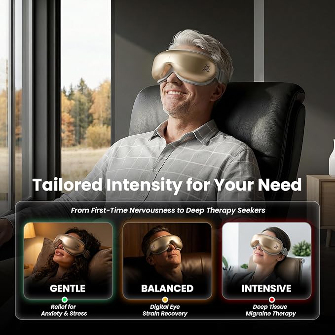 BOB AND BRAD Eye Massager with Heat and Cooling, FSA Eligible HSA Eligible, EyeOasis 3 Eye Massager for Migraine, Heated Eye Mask for Dry Eye Headache Relief Sleep Improve, Ideal Fathers Day Dad Gifts