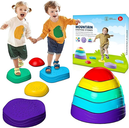 Stepping Stones for Kids,5Pcs Non-Slip Plastic Balance,Stepping Stones for Toddlers Ages 3 4 5 6 7 8 Years,Children's Coordination Skills Obstacle Courses Sensory Toys for Toddlers