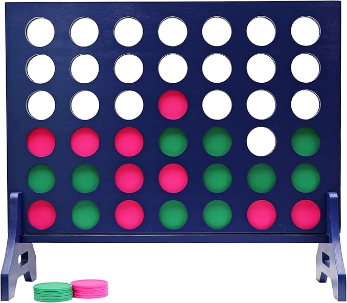 Tailgating Pros Premium Navy Giant Four in a Row with Carrying Case - Jumbo Oversized Outdoor Yard Game - Connect Multiple Pucks in a Row to Win - Many Puck Colors Available!