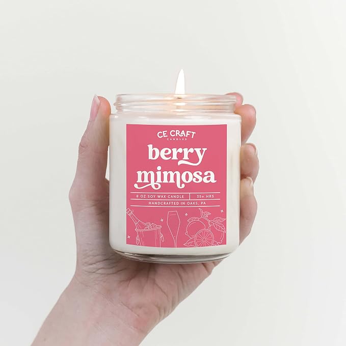 CE Craft Berry Mimosa Scented Candle - Fruity, Fresh Berry Scented Soy Candle, Scented Candles Gifts for Women and Men, Strong Non Toxic Soy Candles, All Natural Aromatherapy Candles
