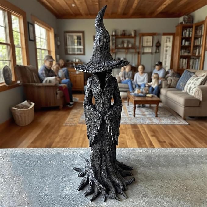 Cracker Barrel Tree Witch Statue – Halloween Resin Figurine | Retro Magician Decor | Dark Fantasy Ornament | Nib Festival Collectible (Witch 11in)