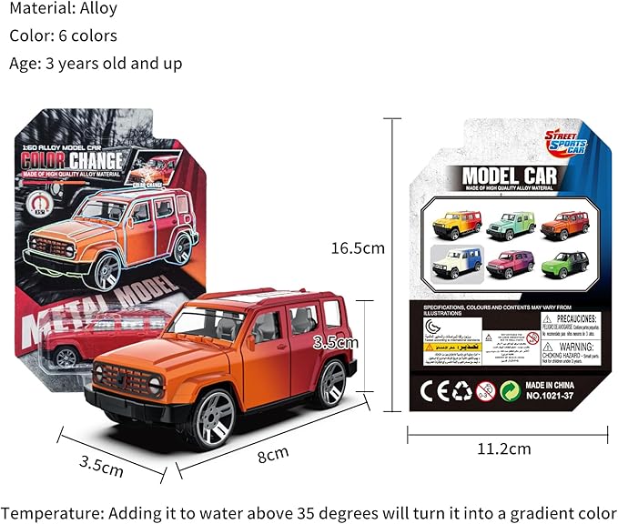 Color Changing Cars Bath Toys for Kids Ages 3 and Up 6Pcs 1：60 Pull Back Cars Model, Change Color in Water Above 35 Degrees Celsius